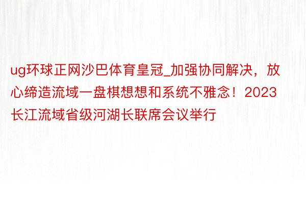 ug环球正网沙巴体育皇冠_加强协同解决，放心缔造流域一盘棋想想和系统不雅念！2023长江流域省级河湖长联席会议举行