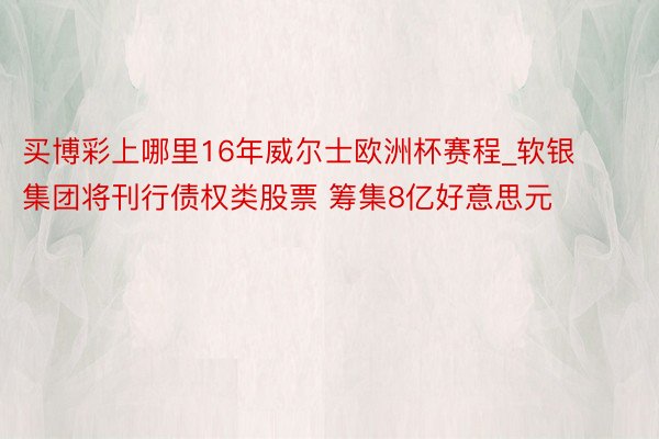 买博彩上哪里16年威尔士欧洲杯赛程_软银集团将刊行债权类股票 筹集8亿好意思元